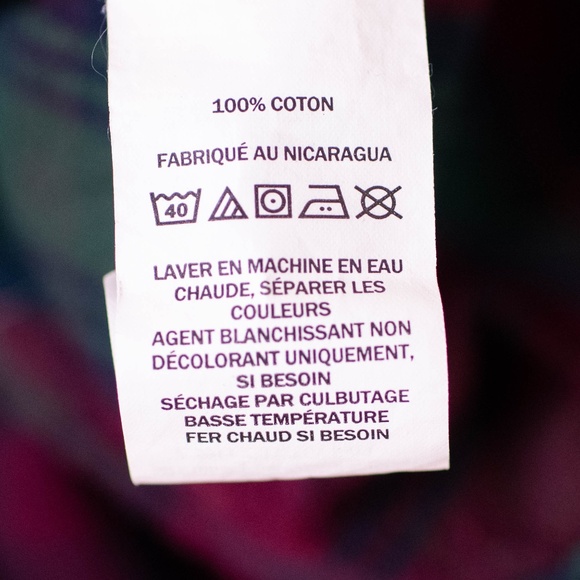 L.L. Bean Slightly Fitted Burgundy & Green Cotton Flannel Shirt - Picture 3 of 6